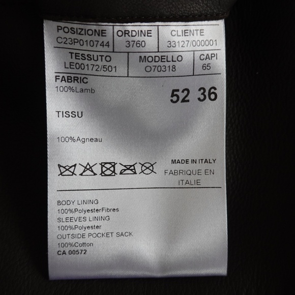 New with Tags Canali Matte Leather Biker/Bomber Jacket Size 52 Italy=US L - Picture 13 of 14